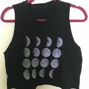 Raw Cut Moon Phases Cropped Muscle Tee